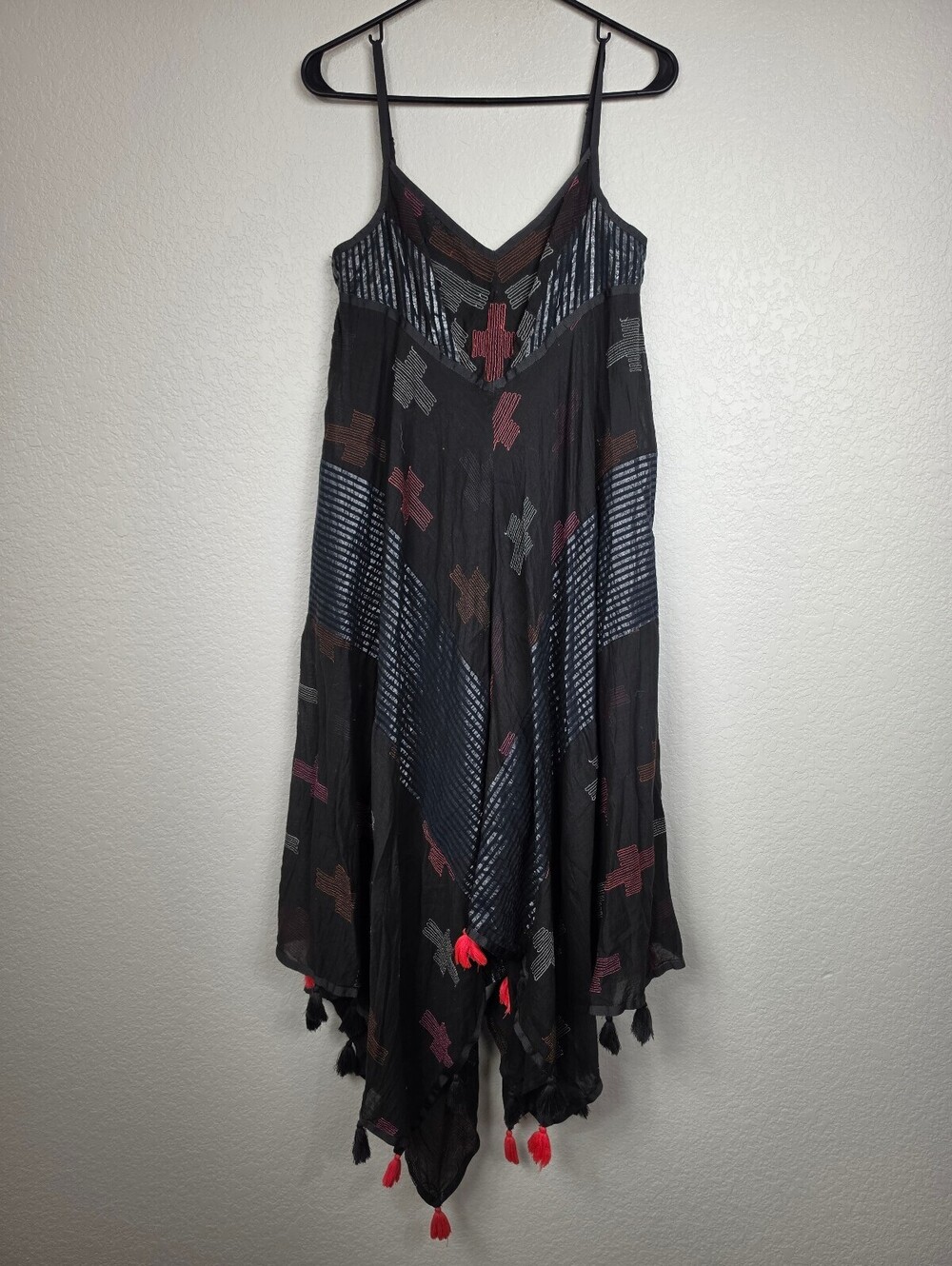 Free People Vintage Black Patterned Handkerchief Dress